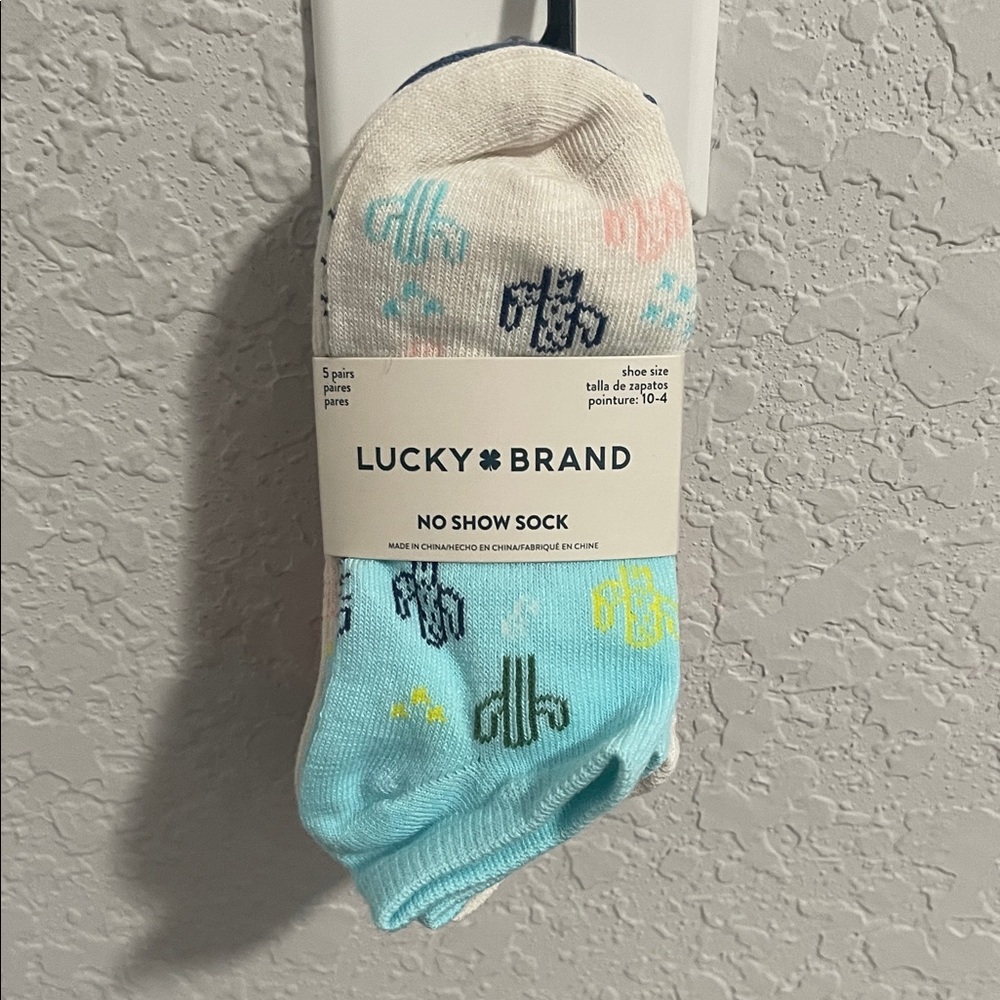 Lucky Brand No Show Socks - Cream, Blue, and Yellow